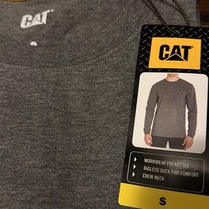CAT LONG SLEEVE workwear pocket tee, tag less back for comfort, crew neck